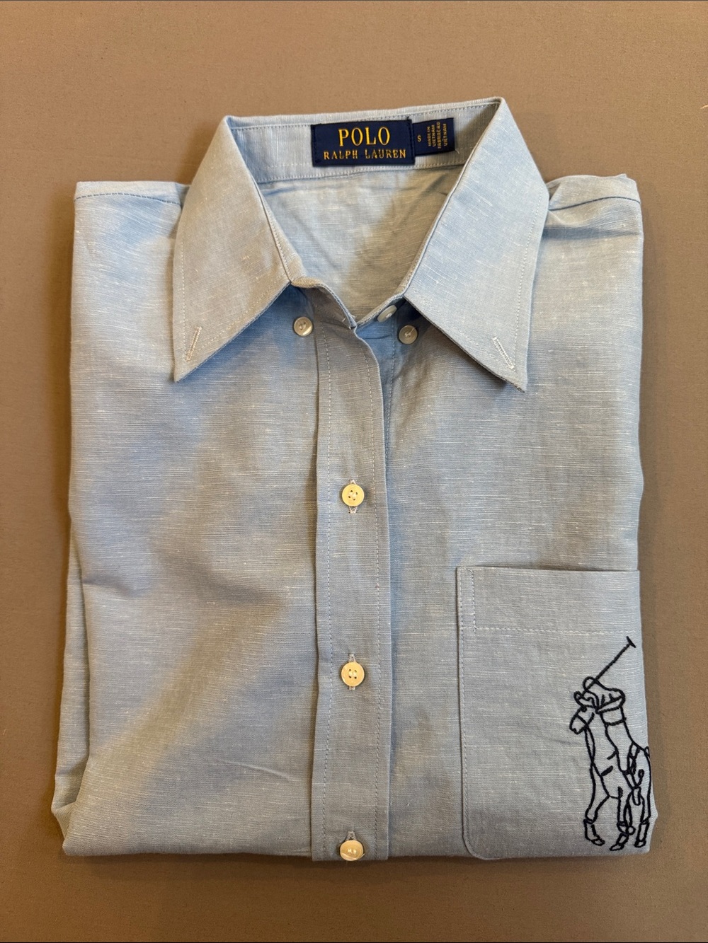 Polo by Ralph Lauren Light Blue Button-Down Shirt with Embroidered Pony Pocket - Picture 4 of 7